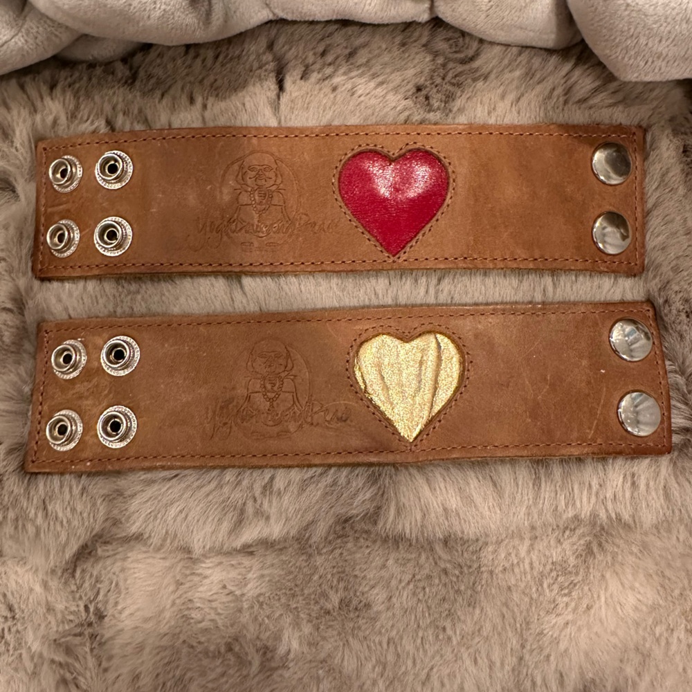 Wide leather heart bracelets